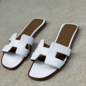 Hermes Oran White Sandal Size 37 EU